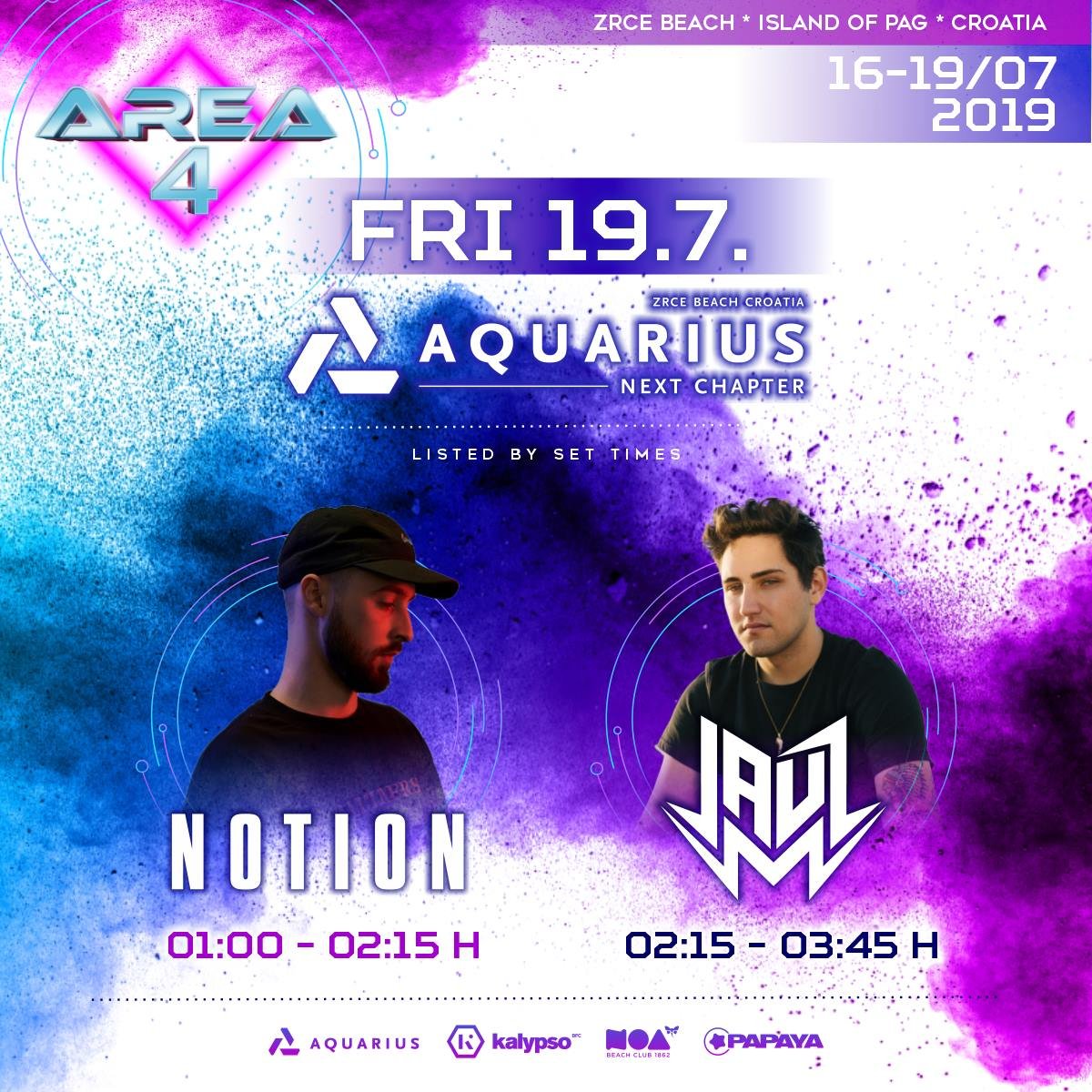 19.07. Notion a Jauz @ Aquarius klub, pláž Zrće